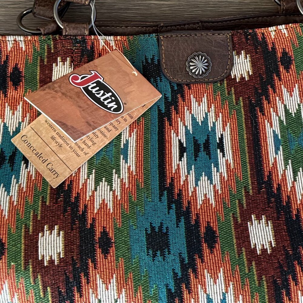 NEW! Justin Boots Aztec Concealed Carry Tote - Picture 2 of 4